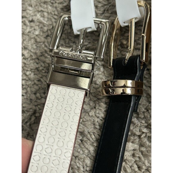 Calvin Klein 2 Piece Reversible Belt Black / White Size XL New